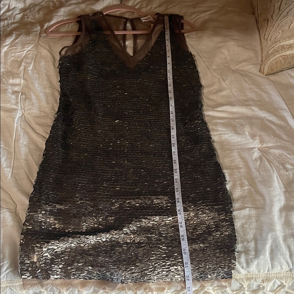 Monique Leshman Lolita Mesh Sequin Brown Jersey Dress NWT Luxury Y2K Deadstock - Picture 15 of 15
